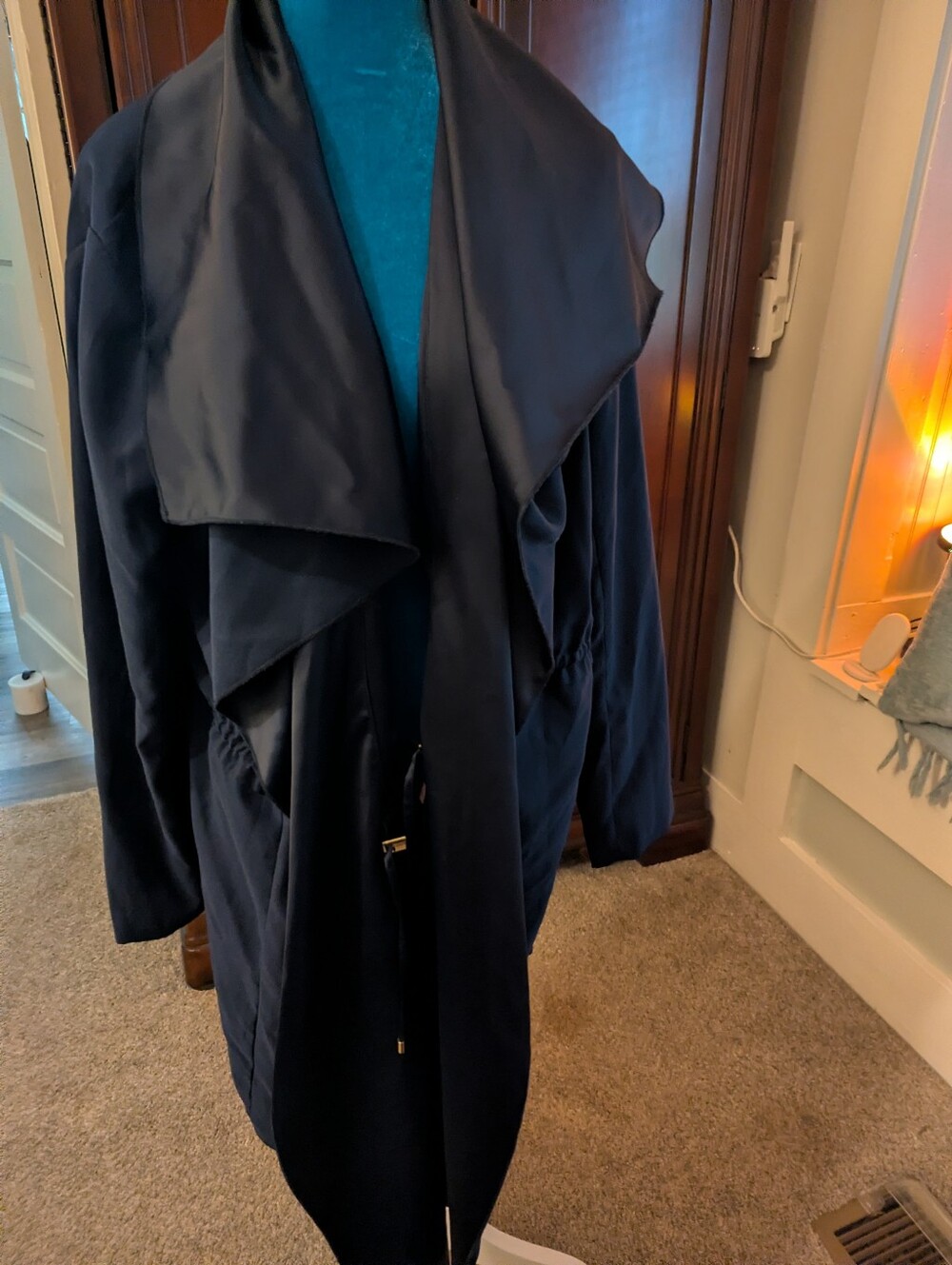 Lilly Pulitzer Navy Draped Trench Coat